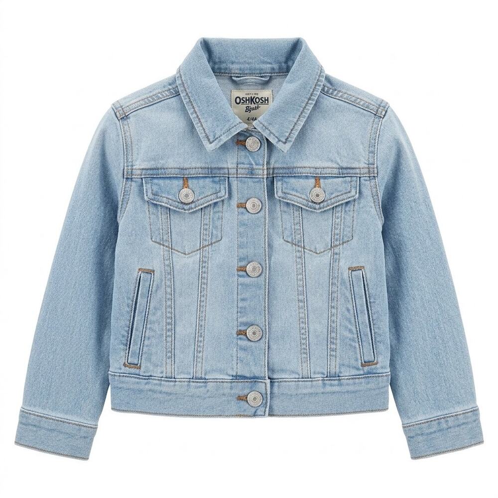 OshKosh B'gosh Light Wash Denim Jean Jacket Toddler Boy Girl Size 4 4A